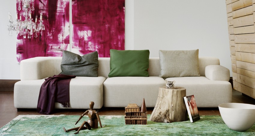 Alphabet. sofa series designed by Piero Lissoni in 2008. Model PL300-1. Fabric is Barry, cushions are Divina.